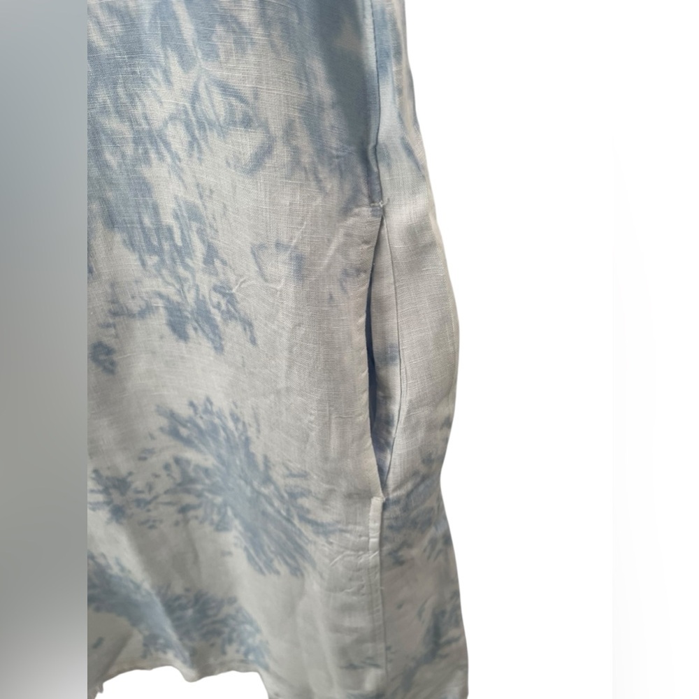 MAGASCHONI CLOUDY DAY TIE DYE 100%LINEN Blue White Dress Size S - Picture 4 of 10